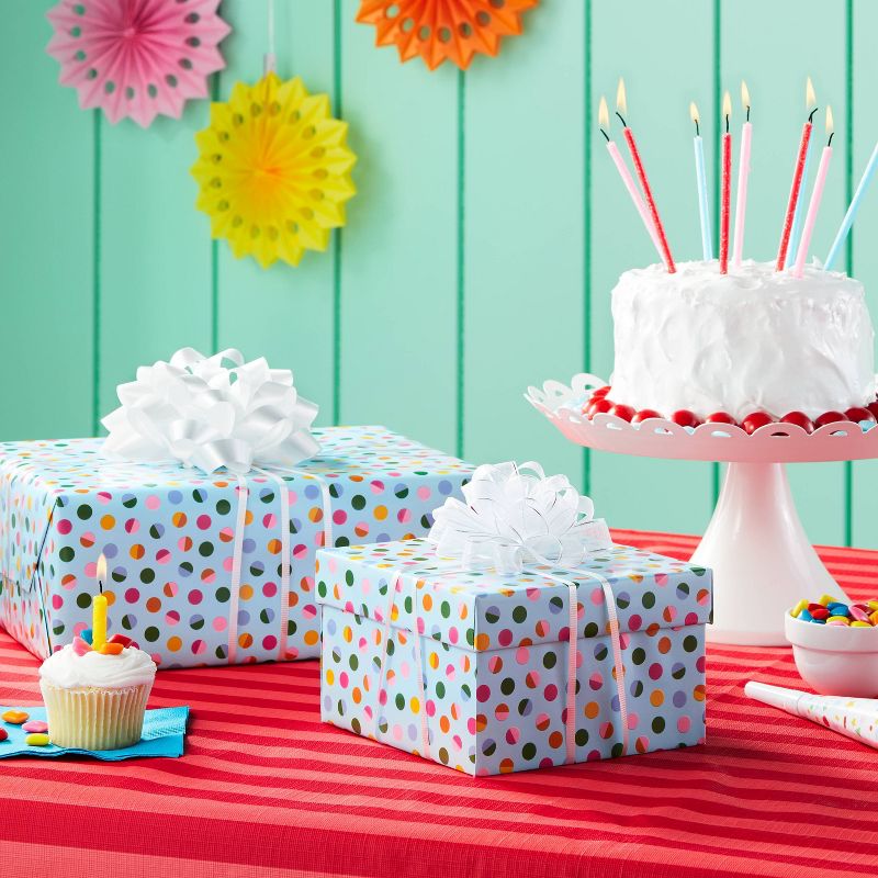Blue Dots Gift Wrapping Paper - Spritz&#8482;: Multicolored Flowers, FSC Certified, for Birthdays & Baby Celebrations, 2 of 4