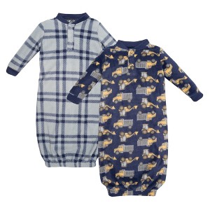 Hudson Baby Infant Boys Fleece Gowns, Construction Trucks - 1 of 4