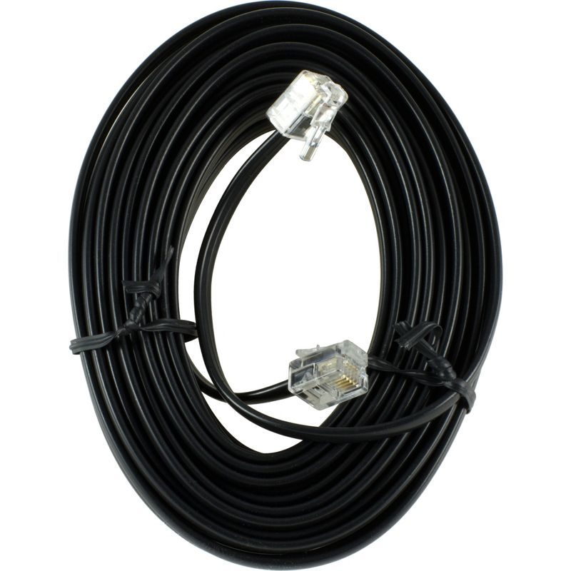 Power Gear Telephone Line Cord, 25ft - Black or White, 1 of 7