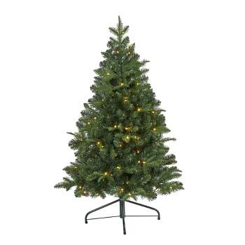 4ft Nearly Natural Pre-Lit LED Grand Teton Spruce Flat Back Artificial Christmas Tree Clear Lights