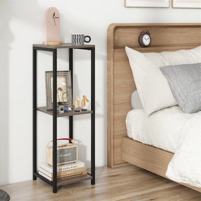 Tall Black and Gray Metal 3-Tier Corner Plant Stand