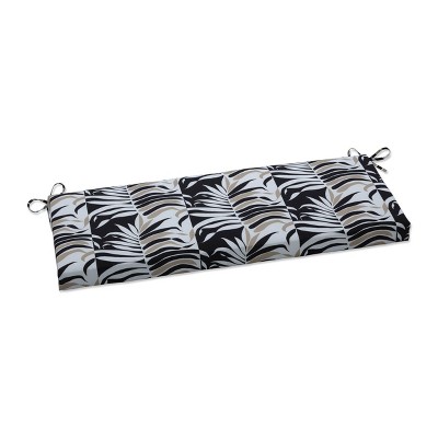 45" x 18" Outdoor/Indoor Bench Cushion Palm Stripe Black/Tan - Pillow Perfect