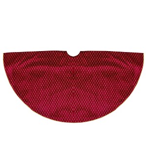 Northlight 48" Red and Gold Diamond Pattern Christmas Tree Skirt - 1 of 4