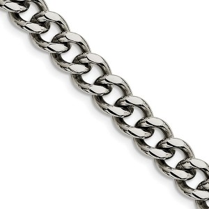 Black Bow Jewelry Men's 9.5mm Stainless Steel Heavy Flat Curb Chain Necklace - 1 of 4