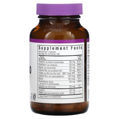 Bluebonnet B-Complex 50, 100 Vegetable Capsules, Vegan and Gluten-Free
