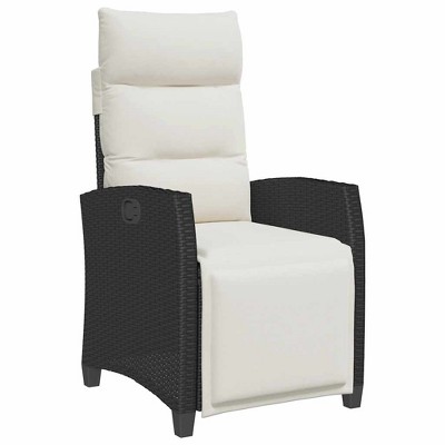 vidaXL Reclining Patio Chair Set - Black Poly Rattan Outdoor Lounger with Adjustable Backrest/Footrest