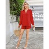 Women's  2 Piece sets  Button Down Shirt Long Sleeve Short Drawstring  Outfits - 4 of 4
