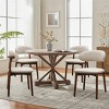 Set of 2 Upholstery Dining Chairs, Walnut Armless Wooden Dining Room Chairs with Flannel Fabric, Comfortable Kitchen Chairs - Cuddlewood - 2 of 4