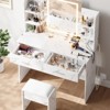 Vanity Desk with Mirror and Lights, Makeup Vanity Set w/Desk and Stool, Power Outlet, Vanity Table w/6 Storage Shelves - 3 of 4