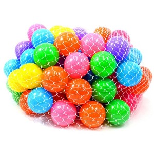 AZ  Import Non-Toxic "Phthalate Free" Crush Proof Play Balls 7 Color: Pink, Green, Purple, Red, Blue, Yellow, Orange, 100pc/pk - 1 of 4
