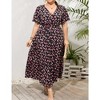 YESFASHION Women Plus Size Wrap Dress High Waist Short Sleeve Ruffle Casual Summer Maxi Dresses with Belt - 4 of 4