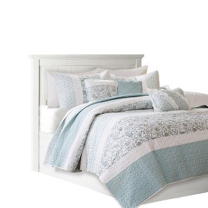 Gracie Mills Singleton Reversible Paisley Lace 6-Piece Cotton Percale Quilt Set - 1 of 4