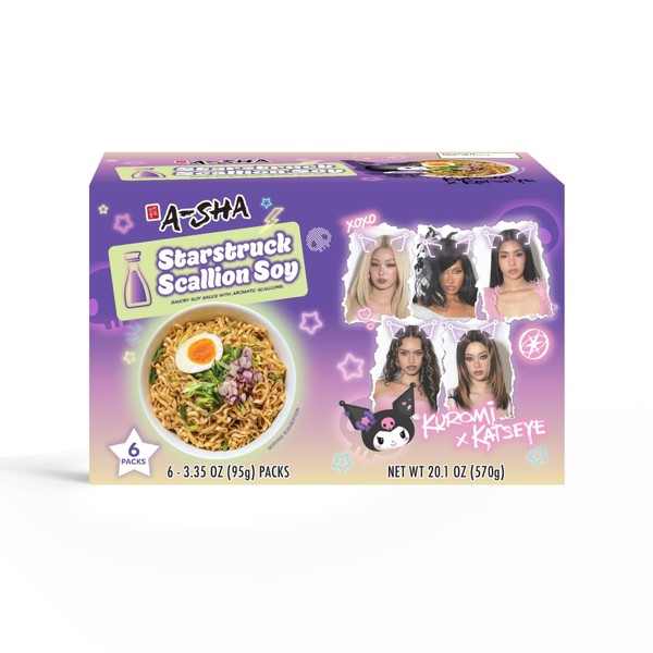 Fideos de Cebollín con Sabor a Soja Starstuck A-Sha Kuromi x Katseye - Paquete de 6