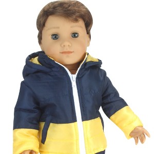 Sophia’s Two-Tone Jacket with Hood for 18" Boy Dolls, Navy/Yellow - 1 of 4