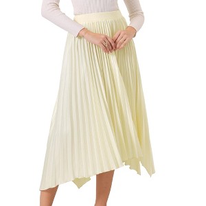 Hobemty Women's Satin Elastic Waist Asymmetrical Hem Skirt - 1 of 4