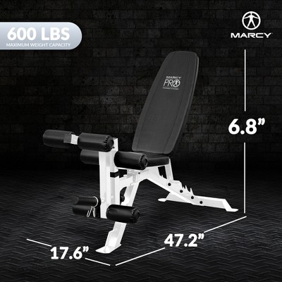 Marcy White Adjustable Multipurpose Home Gym Weight Bench with Caster Wheels