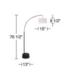 360 Lighting Cora Modern Arc Floor Lamp with Riser 76 1/2" Tall Black Metal White Linen Drum Shade for Living Room Reading Bedroom Office House Home - 4 of 4