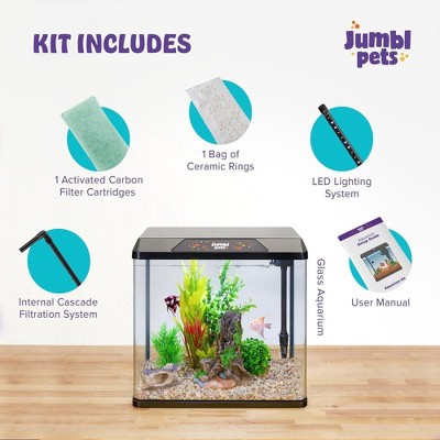 Jumblpets Starter Fish Aquarium Kit, Beginner Glass Fish Tank Kit W/led ...