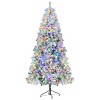 6FT Snow Flocked Christmas Tree, Pre-Lit Set with Tree & Garland & Wreath, Artificial Hinged Xmas Tree with Colorful LED Lights, 8 Lighting Modes - 3 of 4