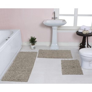 Bell Flower Collection Cotton Floral Pattern Tufted Bath Rug Set Pack of 3 - Home Weavers - 1 of 4