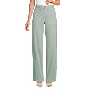 Lands' End Women's Herringbone Chino High Rise Utility Pants - 1 of 4