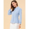 Allegra K Women's Work Peter Pan Collar Long Bishop Sleeve Button Down Shirt - 4 of 4