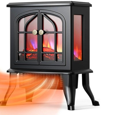 SUGIFT Electric Fireplace Stove Heater with 3D Flame Effect, Black