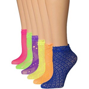 Women's Multicolor Lace Ankle Socks - 6 Pairs - 1 of 1