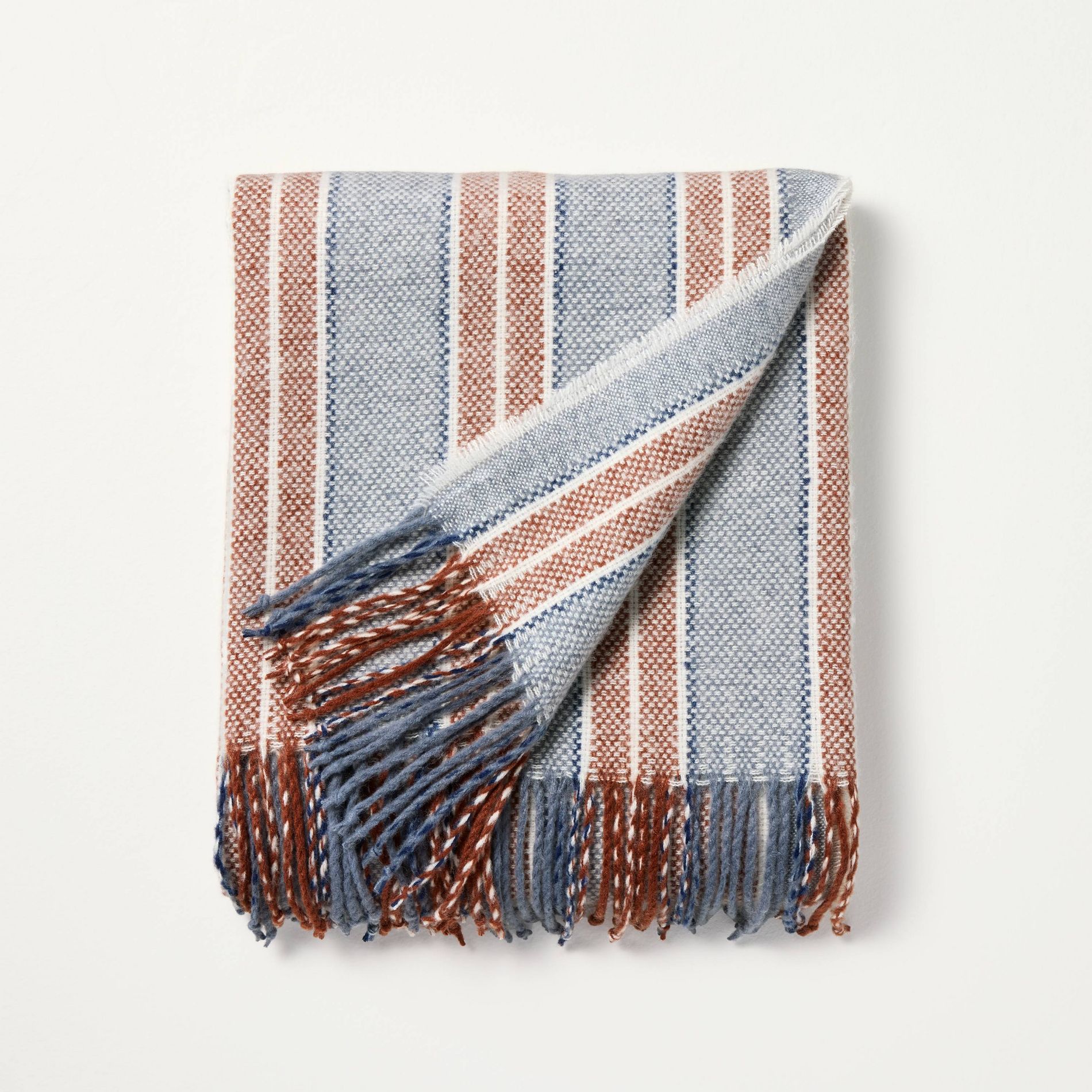 Throw Blanket Blue/Brown Striped - Hearth & Hand™ with Magnolia