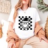 S.W.Smiley Checkered Christmas Wink - Women's Short Sleeve Graphic T-Shirt - 3 of 4