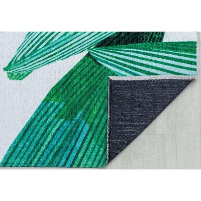 Elizabeth Sutton White Palm Floral Synthetic Runner Rug