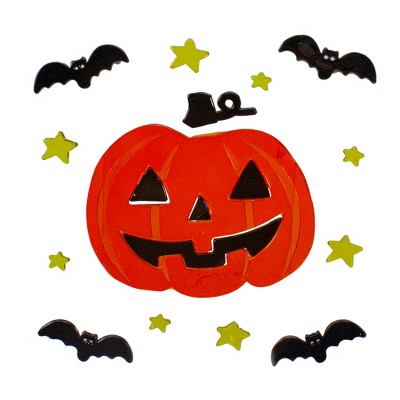 Northlight Jack-O-Lantern and Bat Halloween Gel Window Clings