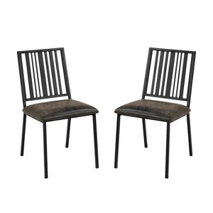 Simple Relax Set of 2 Synthetic Leather and Metal Side Chairs in Black - 1 of 4