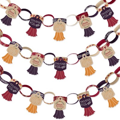 Big Dot of Happiness Friends Thanksgiving Feast - 90 Chain Links & 30 Paper Tassels Decoration Kit - Friendsgiving Party Paper Chains Garland - 21 ft