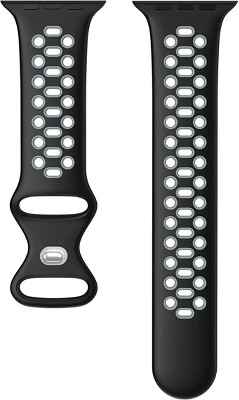 Worryfree Gadgets Silicone Band for Apple Watch 42mm 44mm 45mm 49mm Breathable Sports band iWatch Series 8 7 6 SE 5 4 3 2 1 for Men Women, Black/Gray