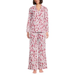 Lands' End Women's Cotton Poplin 2 Piece Pajama Set - Long Sleeve Top and Pants - 1 of 3