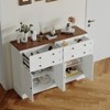55" Sideboard Buffet Cabinet, Wooden Coffee Bar Cabinet with 4 Drawers & Adjustable Shelf, Entryway Console Table, Floor Cupboard Cabinet - 4 of 4