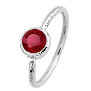 Jewelry Avalanche 20G 14K Gold Ruby Nose Hoop Ring, Bezel Set, 8mm Twist-open - 1 of 2