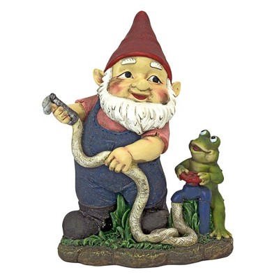Design Toscano Firefighter Franz and his Frog Fire Brigade Garden Gnome Statue