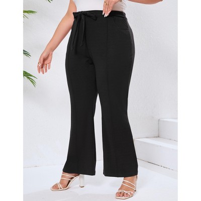 Womens Plus Size Tie Front Stratchy Business Casual Pants