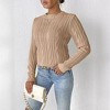 Coolmee Women's Cable Cropped Sweater Long Sleeve Crewneck Pullover Knit Jumper Top - 2 of 4