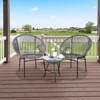 Tangkula 3 Pieces Acapulco Chair Set Wicker Conversation Bistro Set w/ Tempered Glass Table - 3 of 4