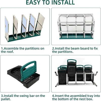Green Galvanized Steel 8-Compartment Chicken Nesting Box