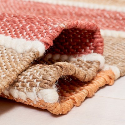 Handwoven Red and Beige Wool Striped Kilim Rug 6' x 9'