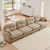 Modern Camel Chenille Sectional Sofa with Tufted Pleated Backrest, Comfy 4-Seater Sectional Couch for Living Room or Apartment – The Pop Home - 3 of 4