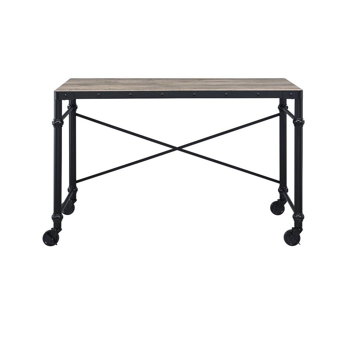 47" Oklarth Writing Desk Rustic Oak/Black Finish - Acme Furniture: Home Office Workstation, No Storage - thumbnail 4