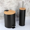 Evideco French Home Goods Bathroom Set with Bamboo Lid - Matte Metal Trash Can and Toilet Brush - 2 of 4
