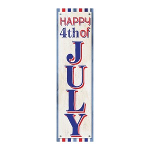 HomeRoots 36" Red White And Blue Solid Wood Happy July 4th July Fourth Fireworks Porch Sign - 1 of 4