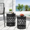 CAVINAS 16"/18"Hollow Open Curved Outdoor End Table,Set of 2,Cylindrical Iron Side Table for Patio,Outdoor Furniture,Indoor&Outdoor Table - 2 of 4