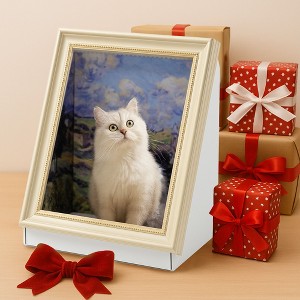 Kumasinova Cat Living in Famous Painting,Pet Scratcher Oil Painting Cat House,Vintage Art Picture Frame Cardboard House - 1 of 3